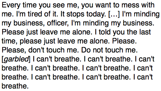 Last Words of Eric Garner